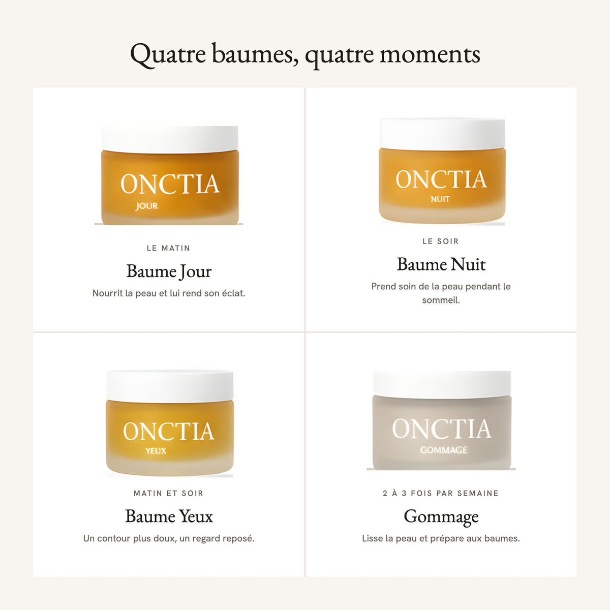 Quatre baumes, quatre moments